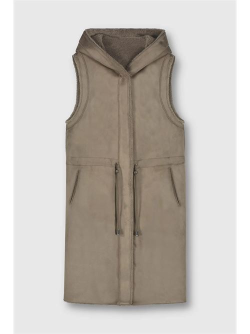 jing gilet lungo reversibile con cappuccio RINO & PELLE | JING.7002310TAUPE